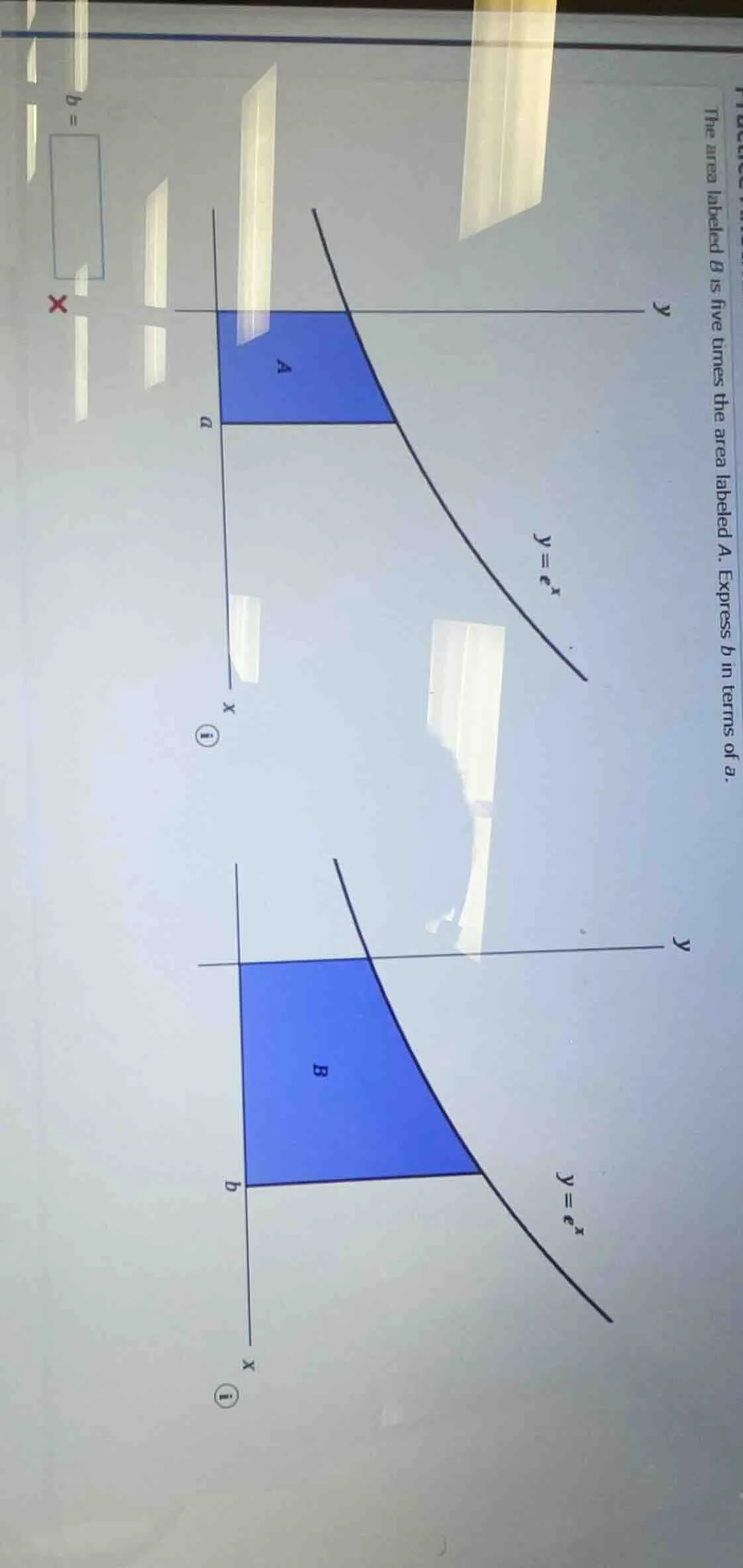 the area labeled b is five times the area labeled a. express b in terms…