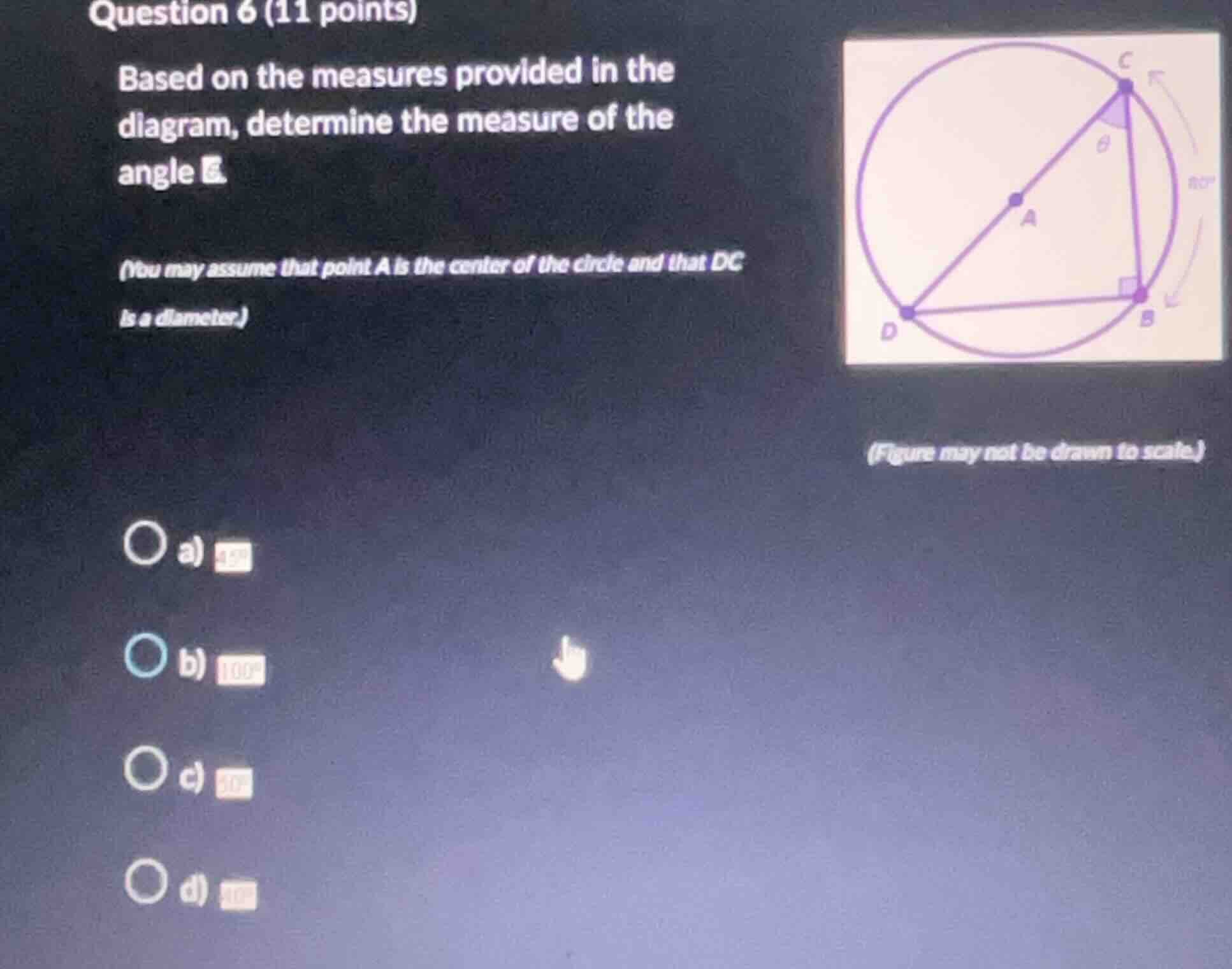 question 6 (11 points) based on the measures provided in the diagram, d…