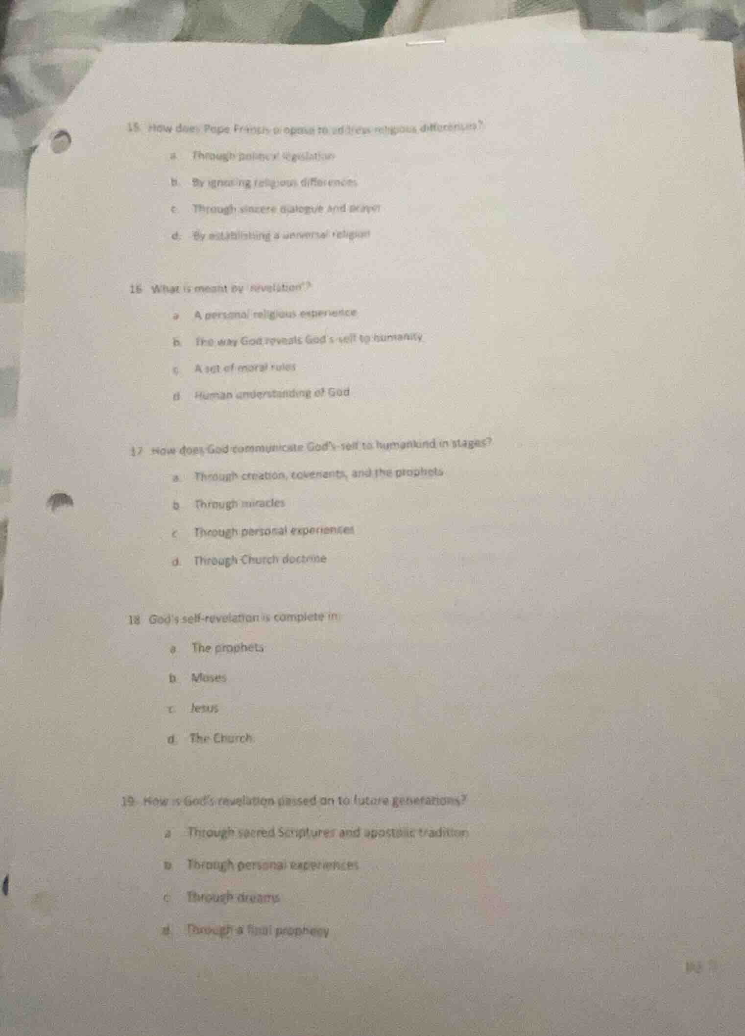 15. how does pope francis propose to address religious differences? a. …