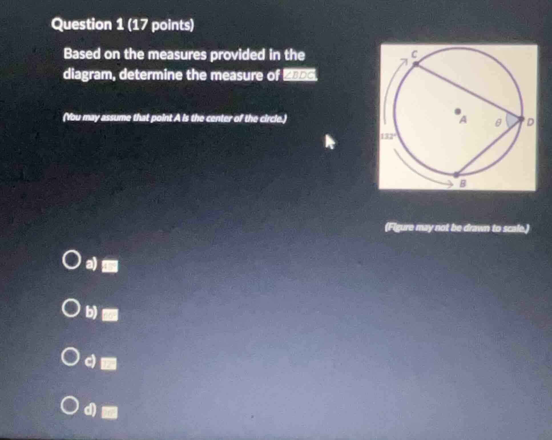 question 1 (17 points) based on the measures provided in the diagram, d…