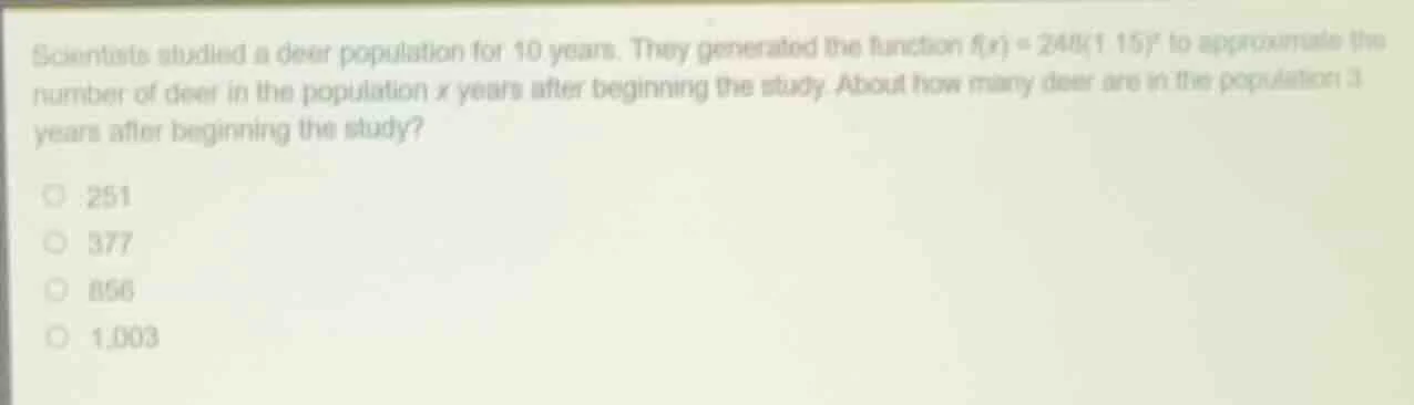 scientists studied a deer population for 10 years. they generated the f…