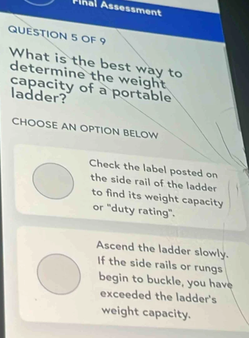 final assessment question 5 of 9 what is the best way to determine the …