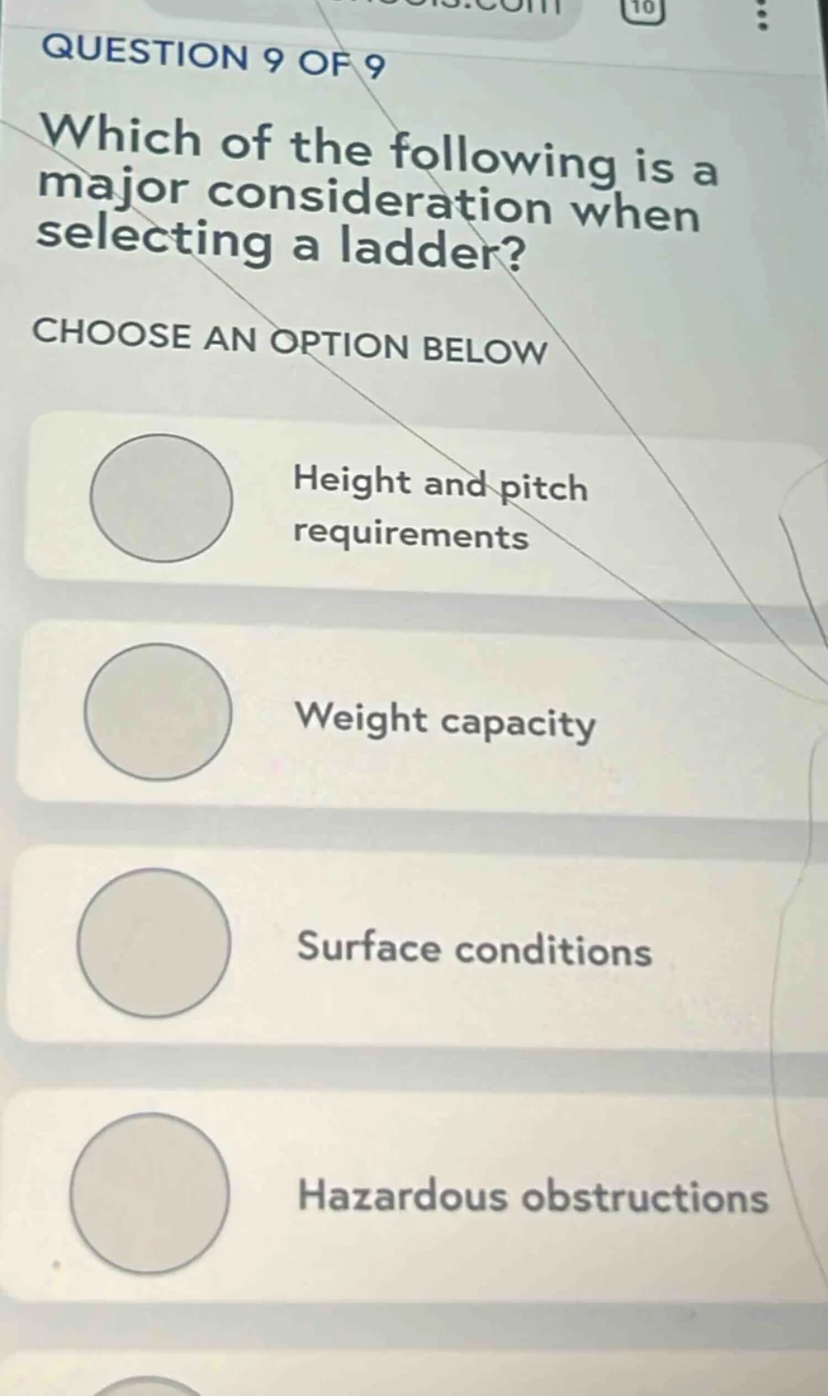 question 9 of 9 which of the following is a major consideration when se…