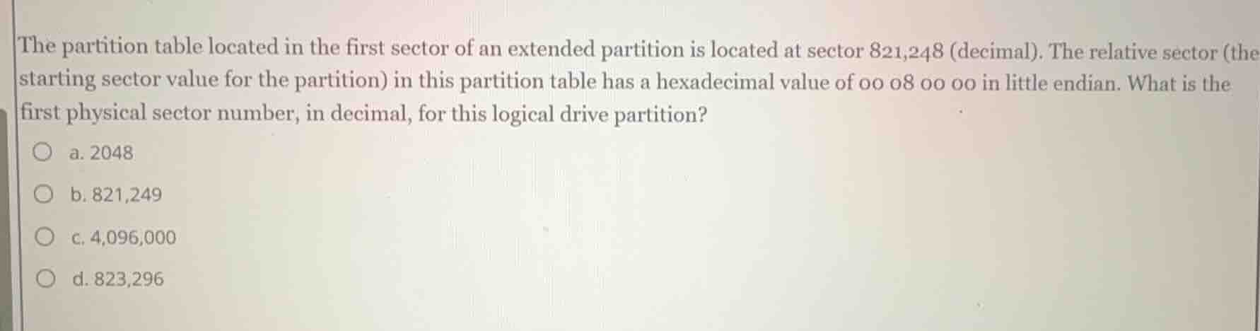 the partition table located in the first sector of an extended partitio…