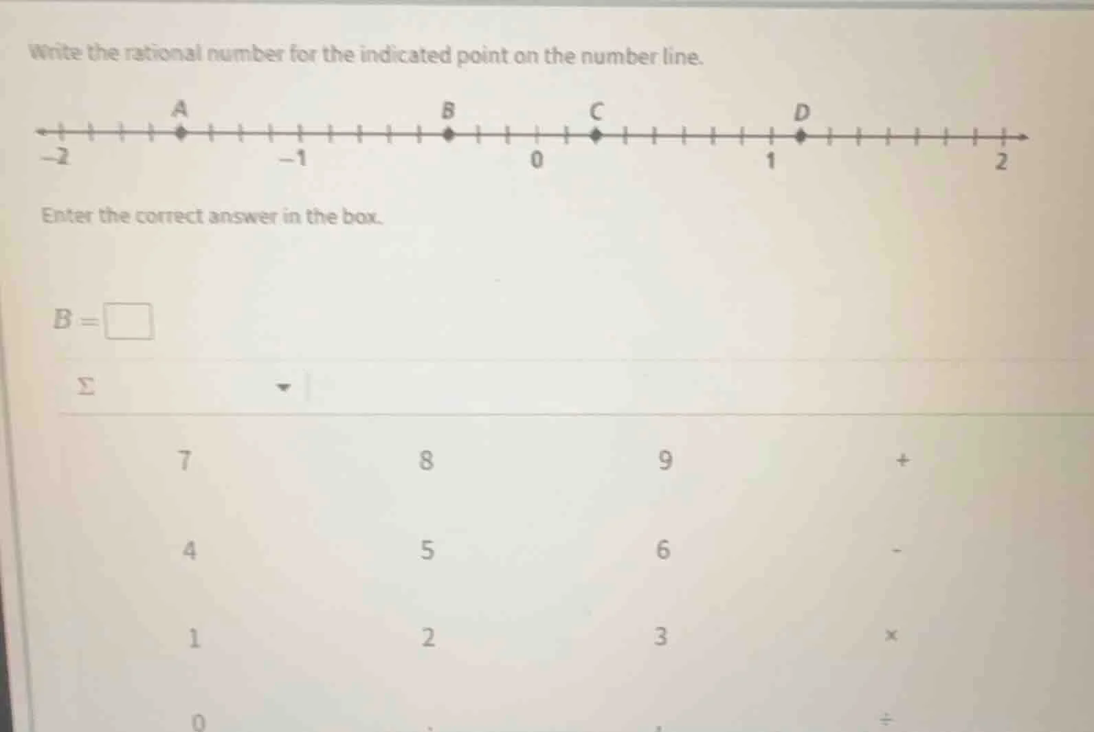 write the rational number for the indicated point on the number line. e…