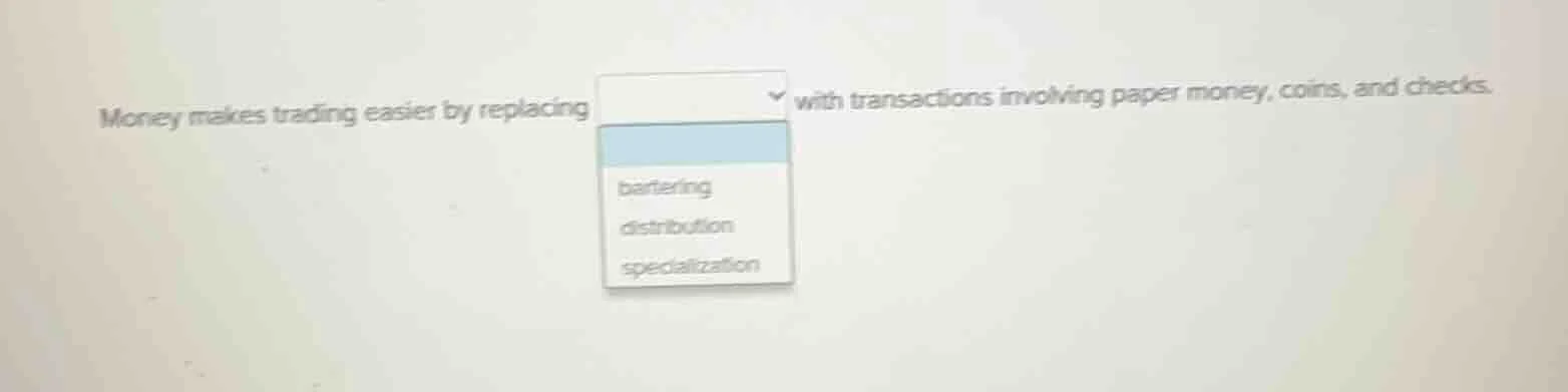 money makes trading easier by replacing with transactions involving pap…