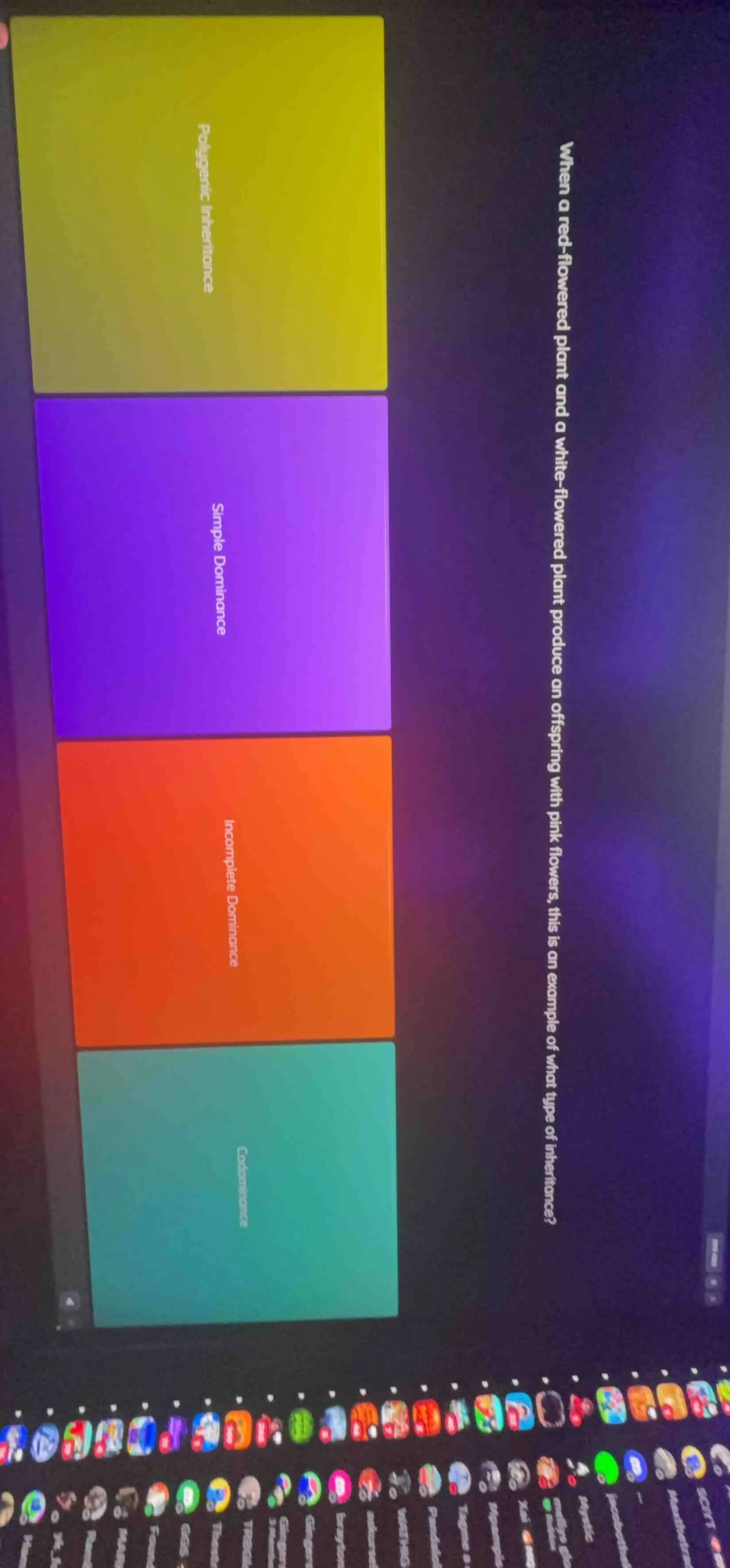 when a red - flowered plant and a white - flowered plant produce an off…