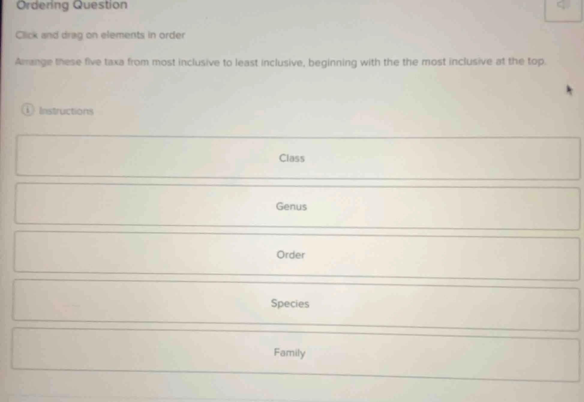 ordering question click and drag on elements in order arrange these fiv…