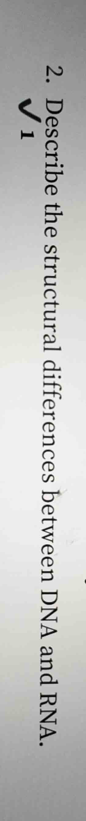 2. describe the structural differences between dna and rna.