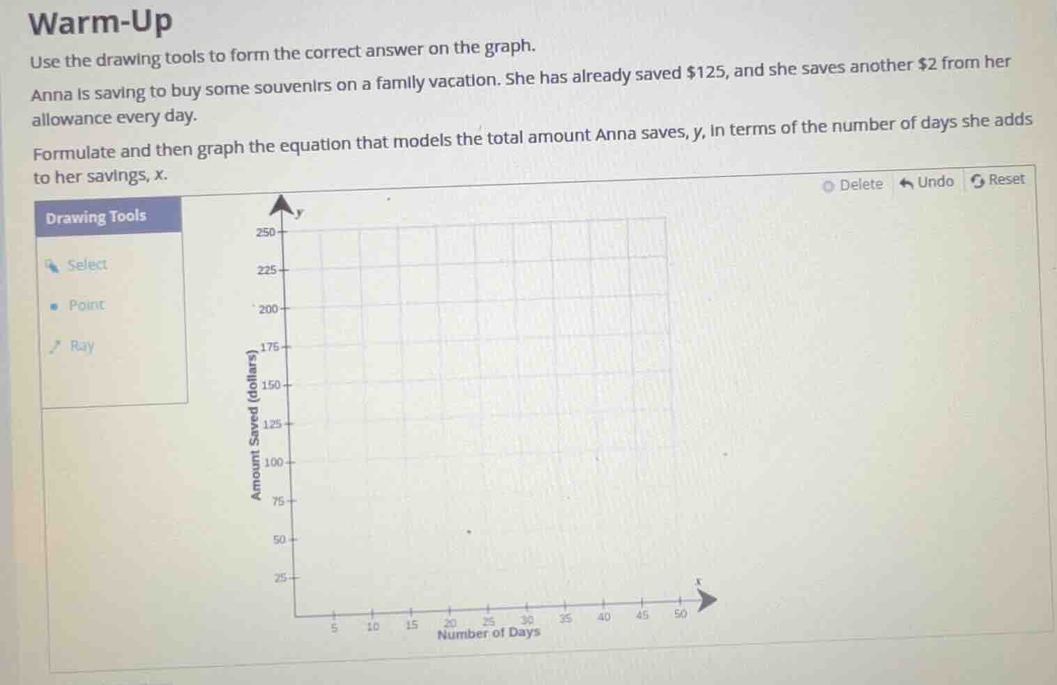 warm-up use the drawing tools to form the correct answer on the graph. …