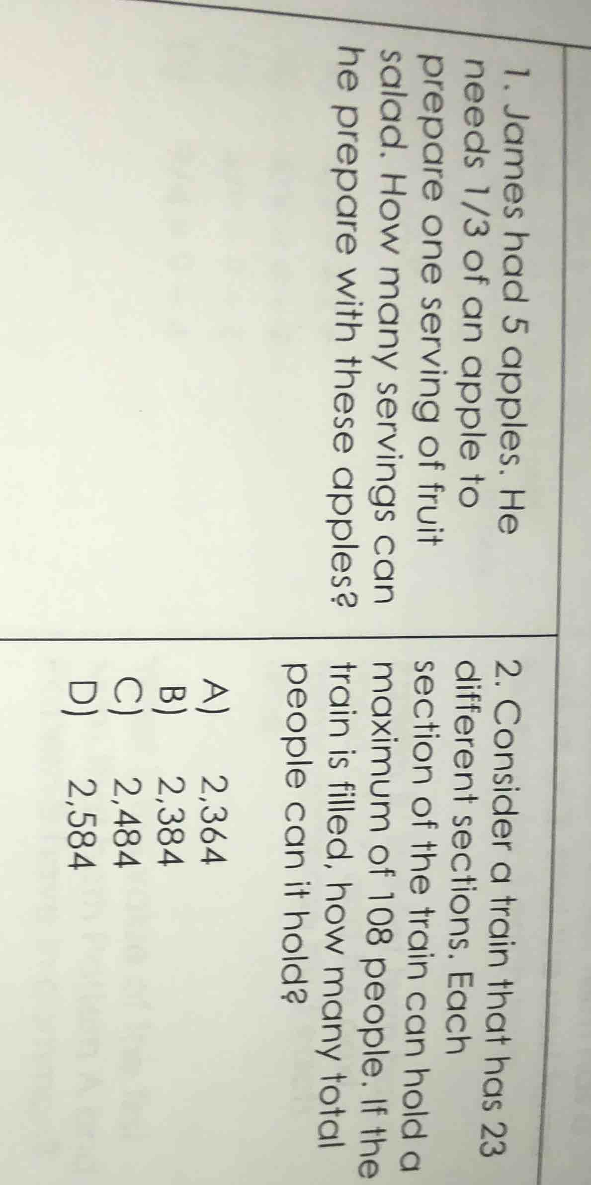 1. james had 5 apples. he needs 1/3 of an apple to prepare one serving …