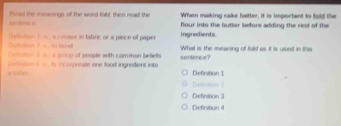 read the meanings of the word fold, then read the sentence. definition …