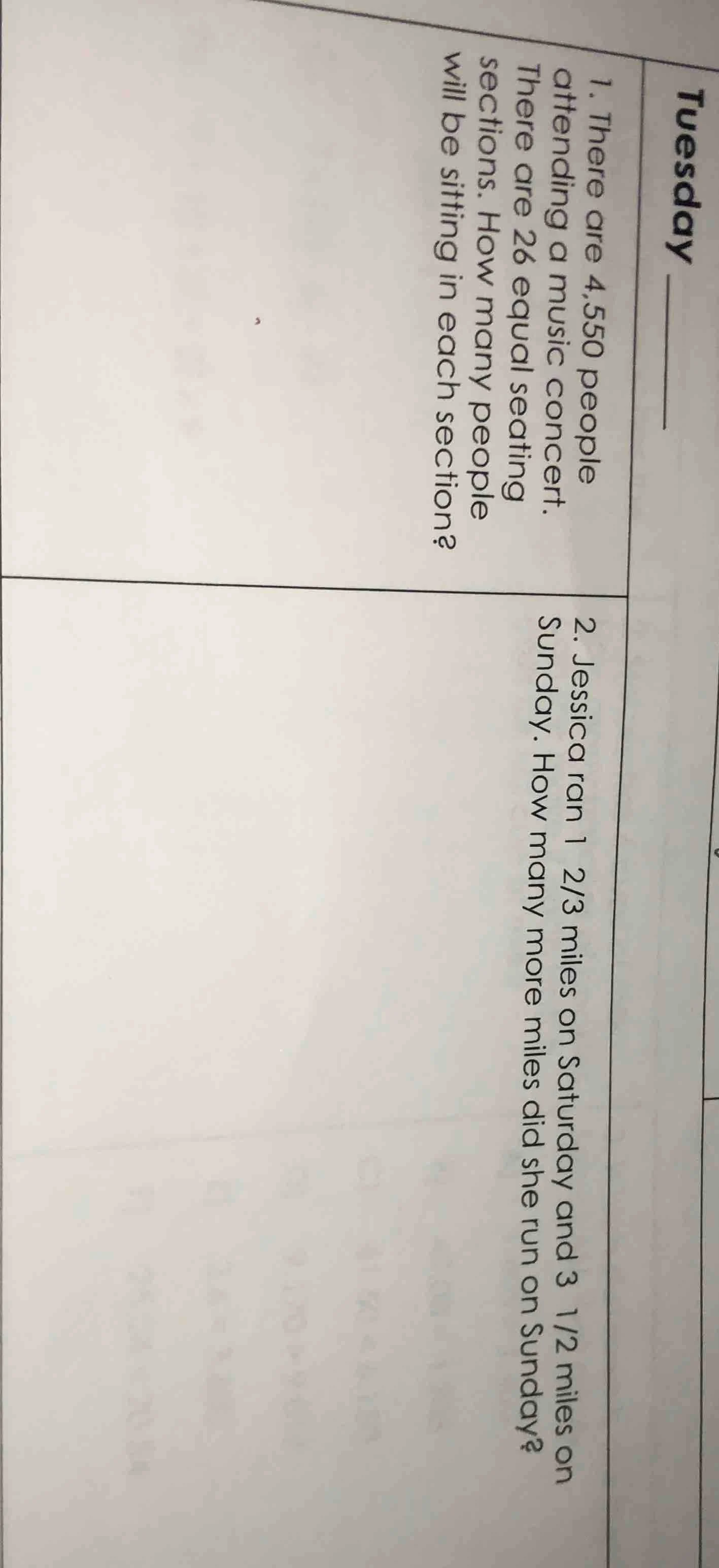 1. there are 4,550 people attending a music concert. there are 26 equal…