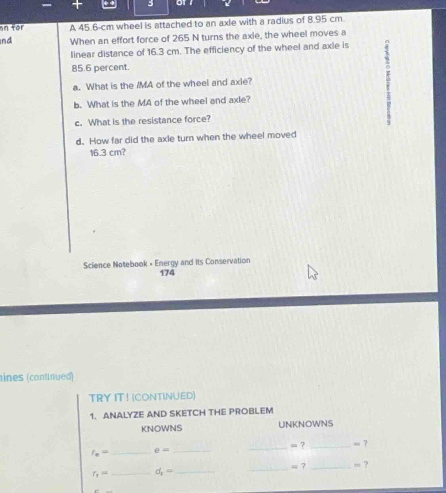 a 45.6-cm wheel is attached to an axle with a radius of 8.95 cm. when a…