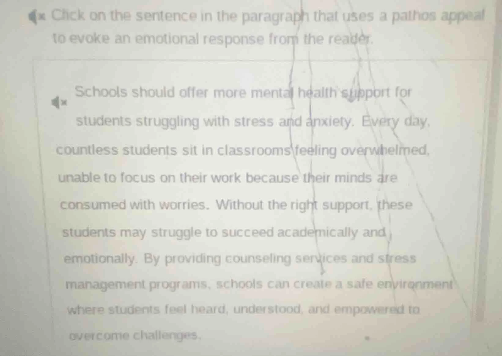 click on the sentence in the paragraph that uses a pathos appeal to evo…