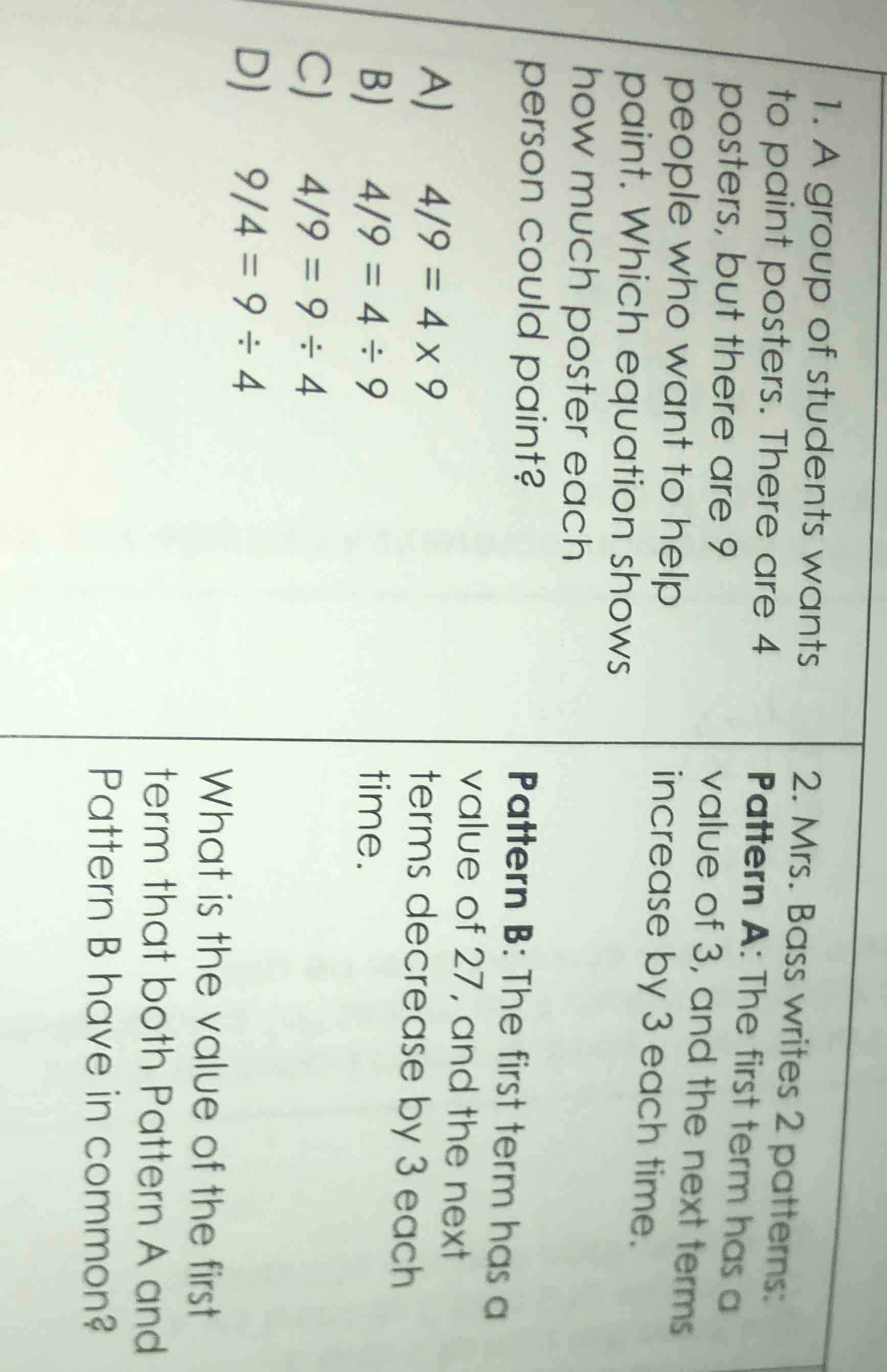 1. a group of students wants to paint posters. there are 4 posters, but…