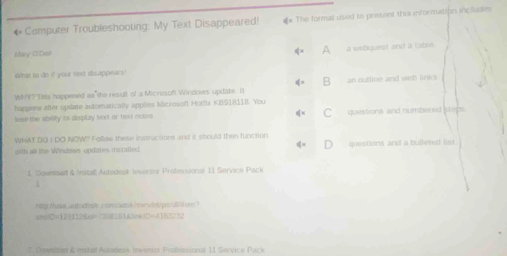 computer troubleshooting: my text disappeared! mary odell what to do if…