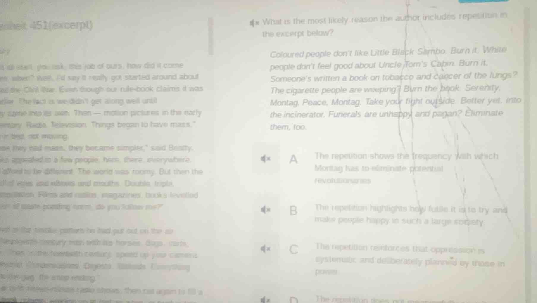 what is the most likely reason the author includes repetition in the ex…