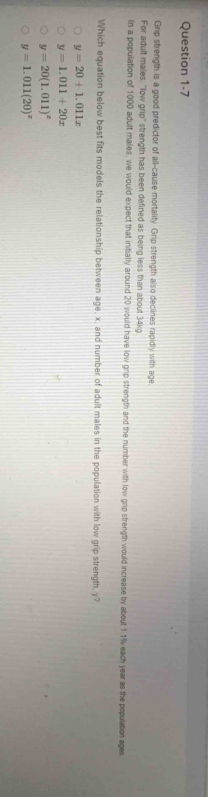 question 1-7 grip strength is a good predictor of all - cause mortality…