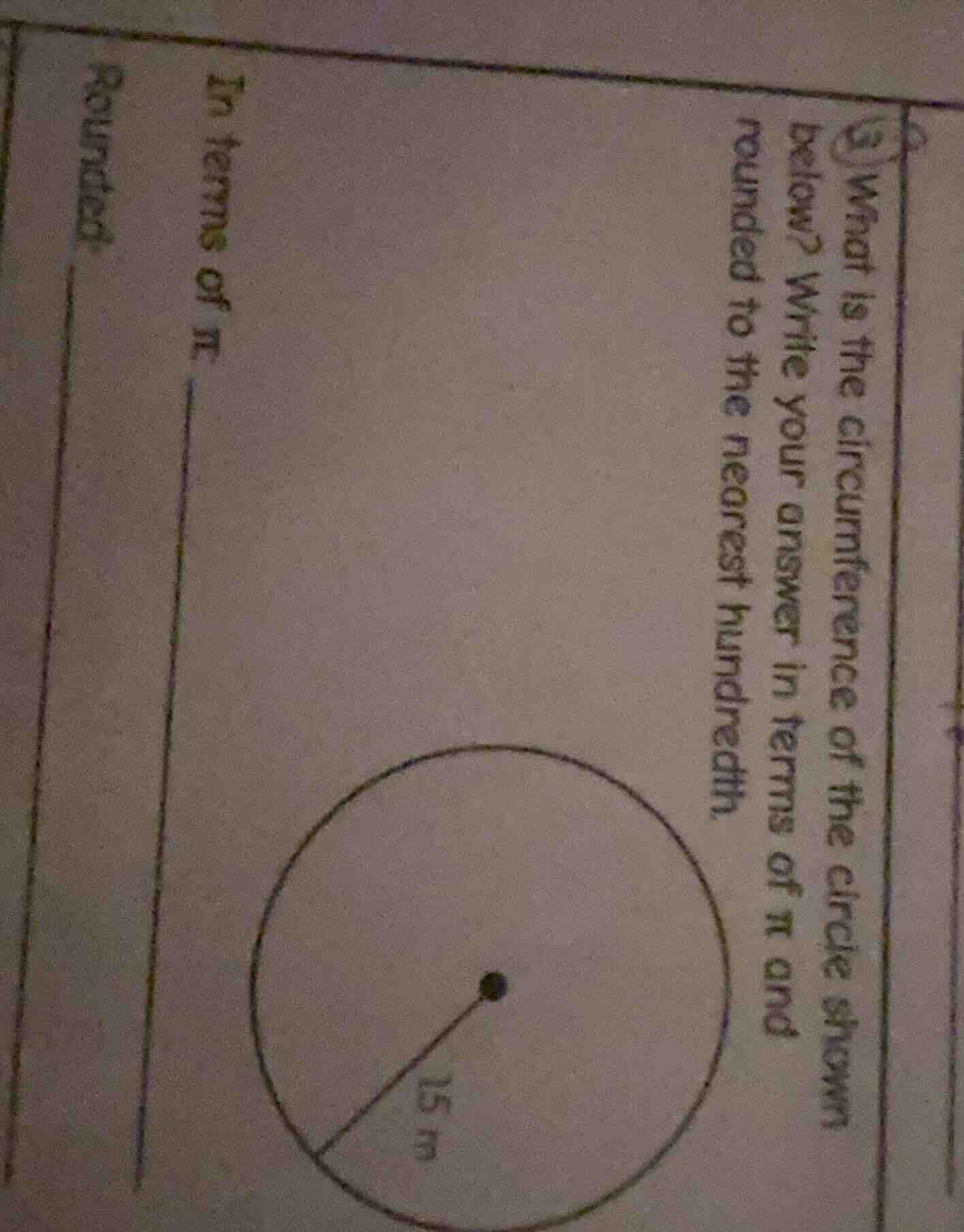 9 what is the circumference of the circle shown below? write your answe…