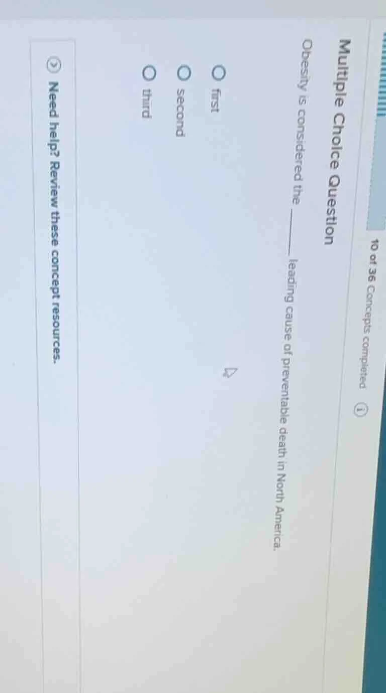 multiple choice question obesity is considered the ______ leading cause…