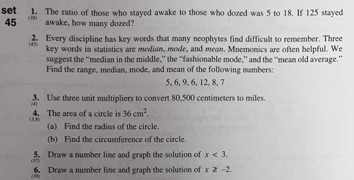 set 45 1. the ratio of those who stayed awake to those who dozed was 5 …