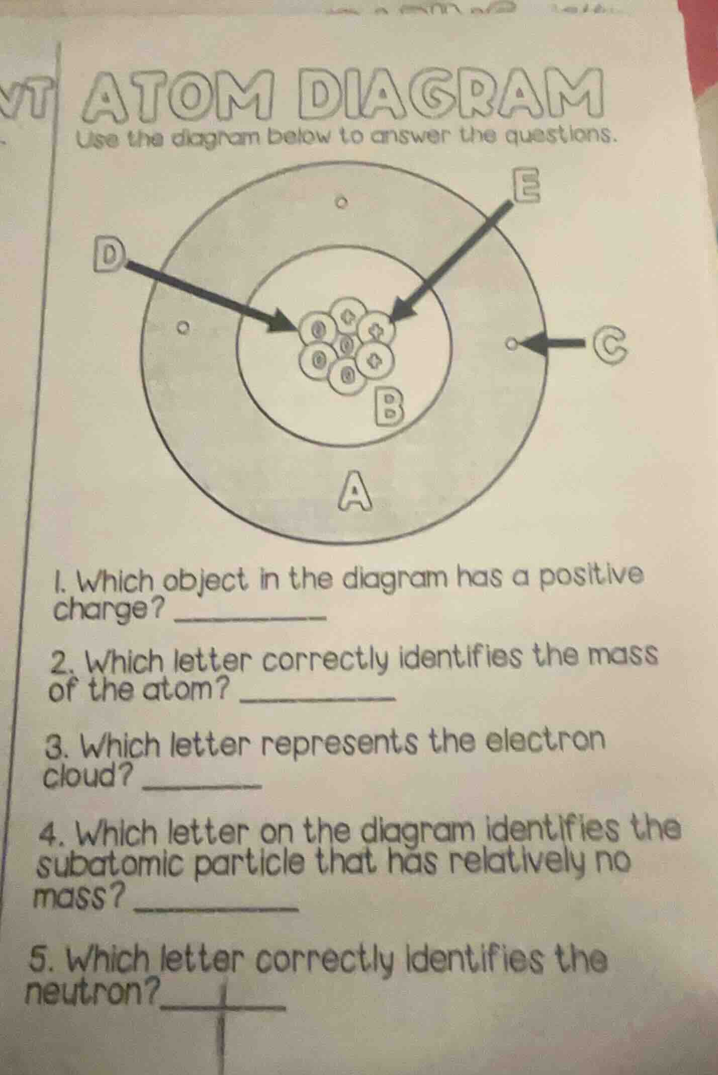 atom diagram use the diagram below to answer the questions. 1. which ob…