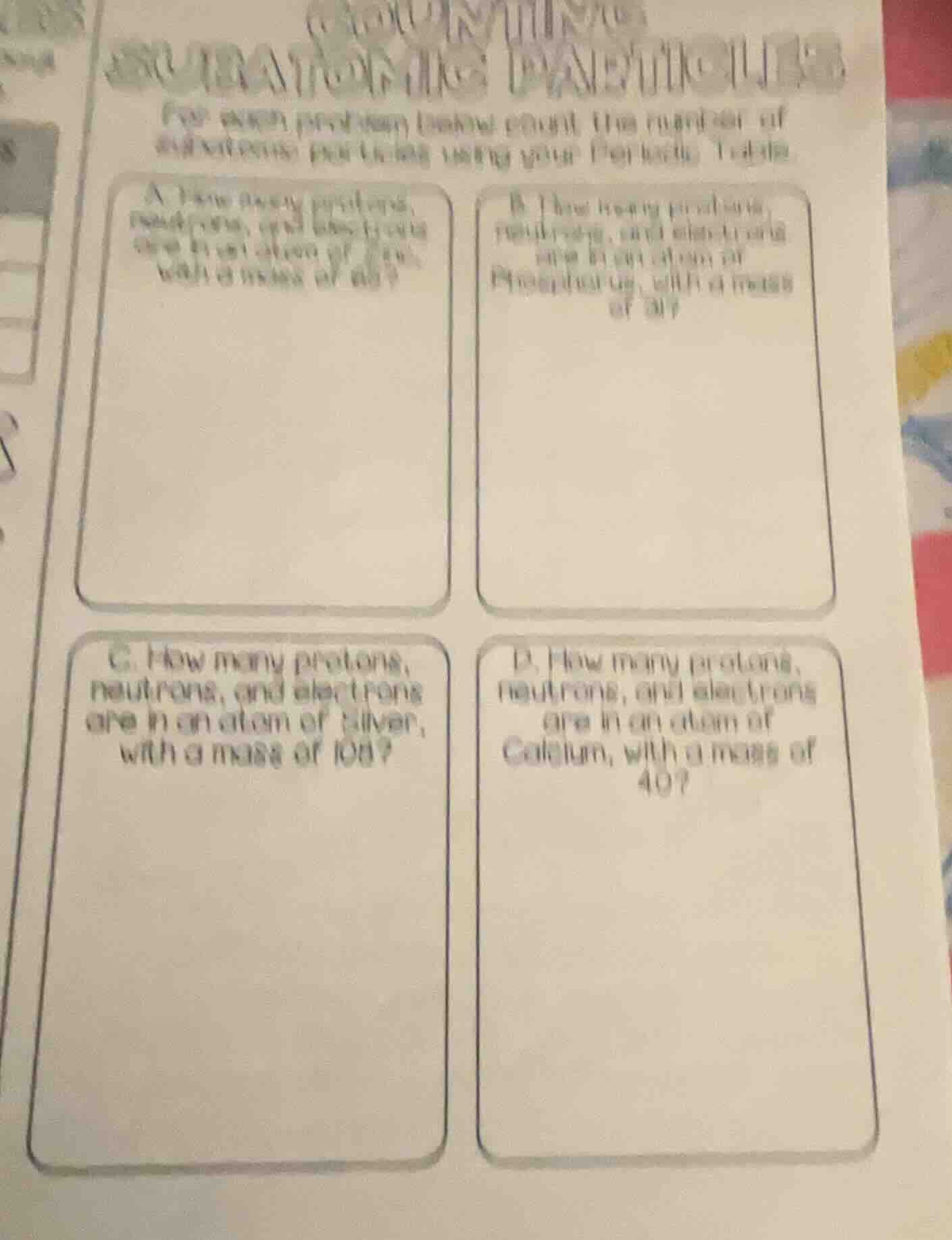 for each problem below count the number of subatomic particles using yo…