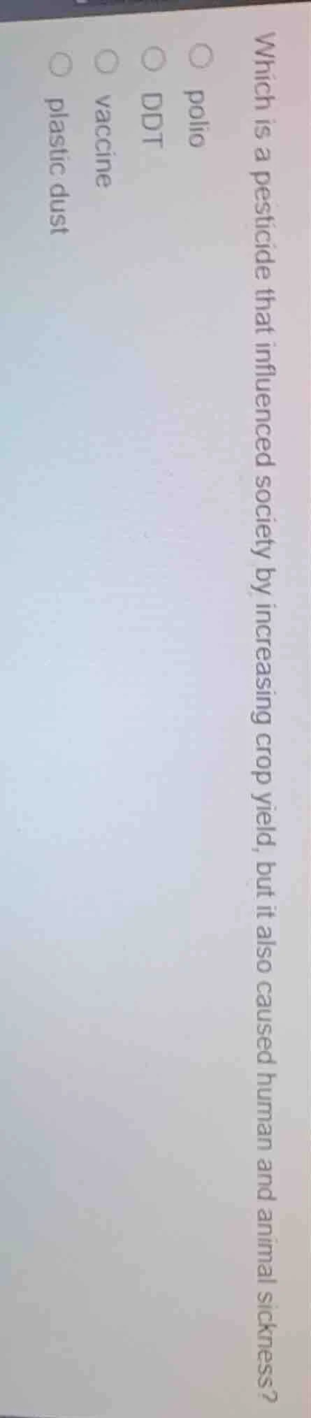 which is a pesticide that influenced society by increasing crop yield, …