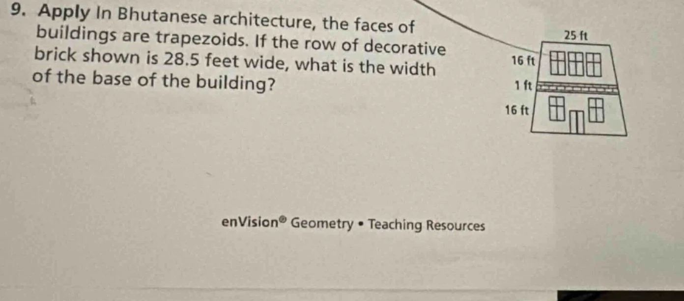 9. apply in bhutanese architecture, the faces of buildings are trapezoi…