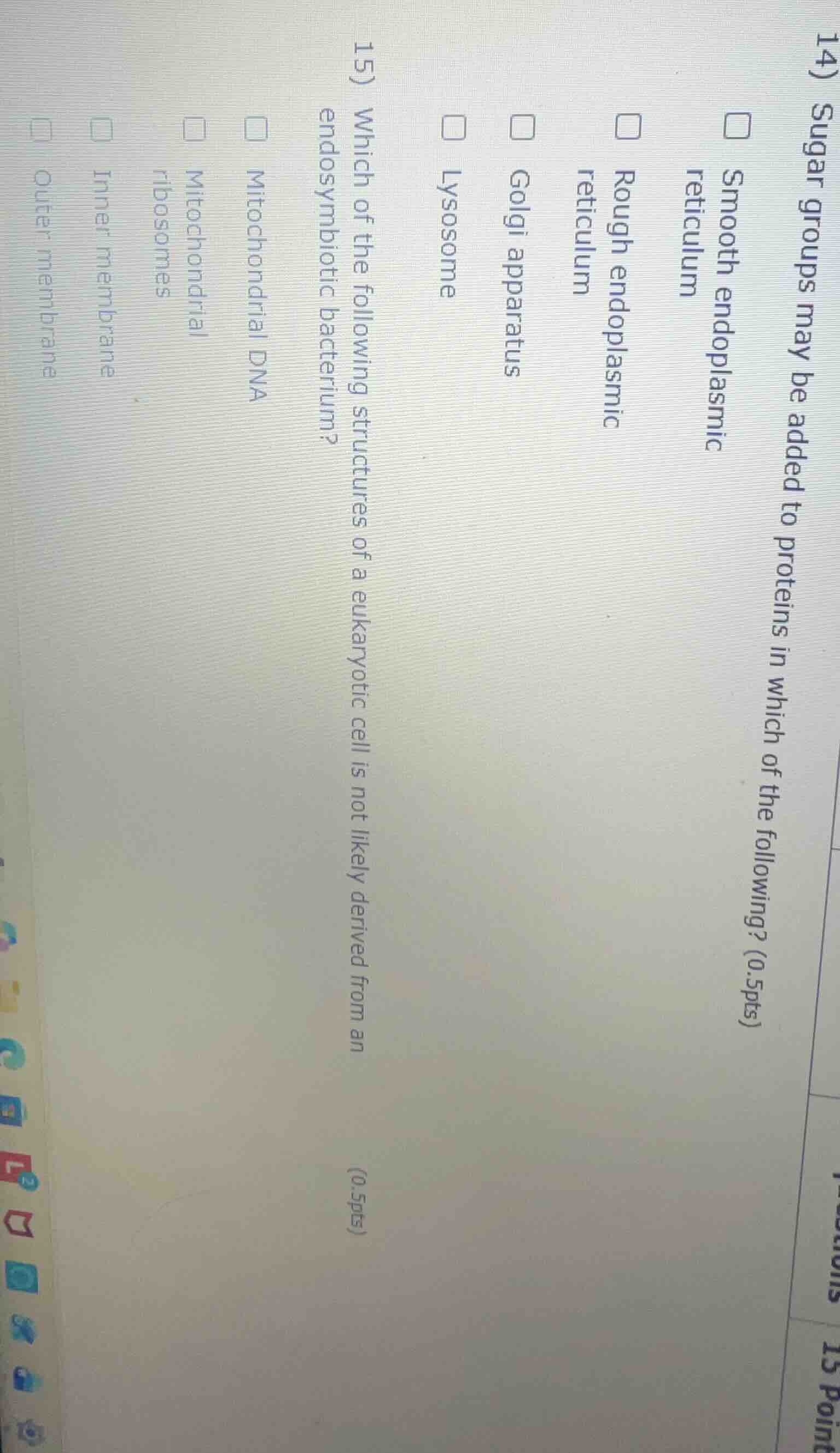 15) which of the following structures of a eukaryotic cell is not likel…