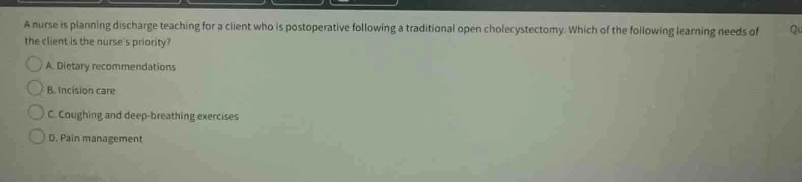 a nurse is planning discharge teaching for a client who is postoperativ…