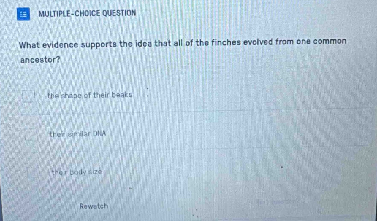 multiple-choice question what evidence supports the idea that all of th…