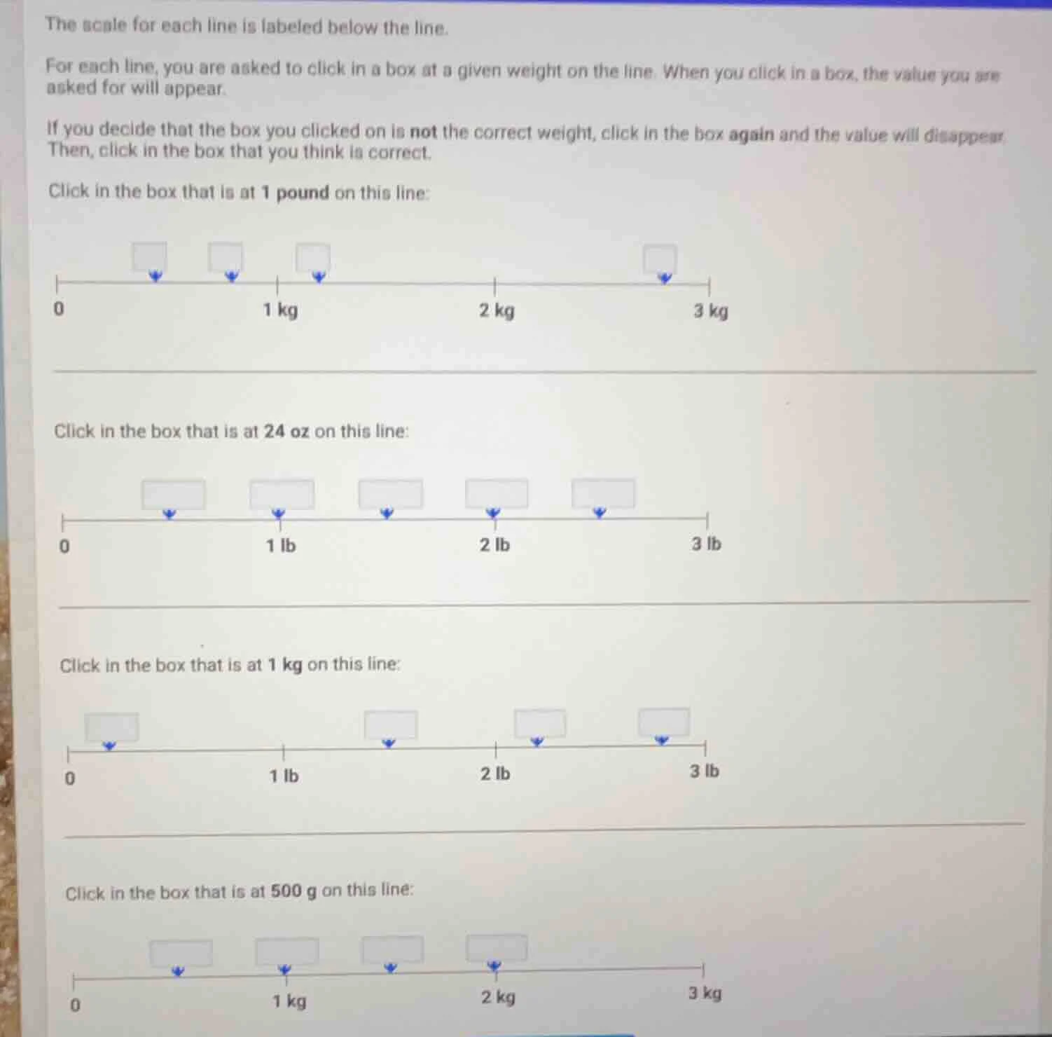 the scale for each line is labeled below the line. for each line, you a…