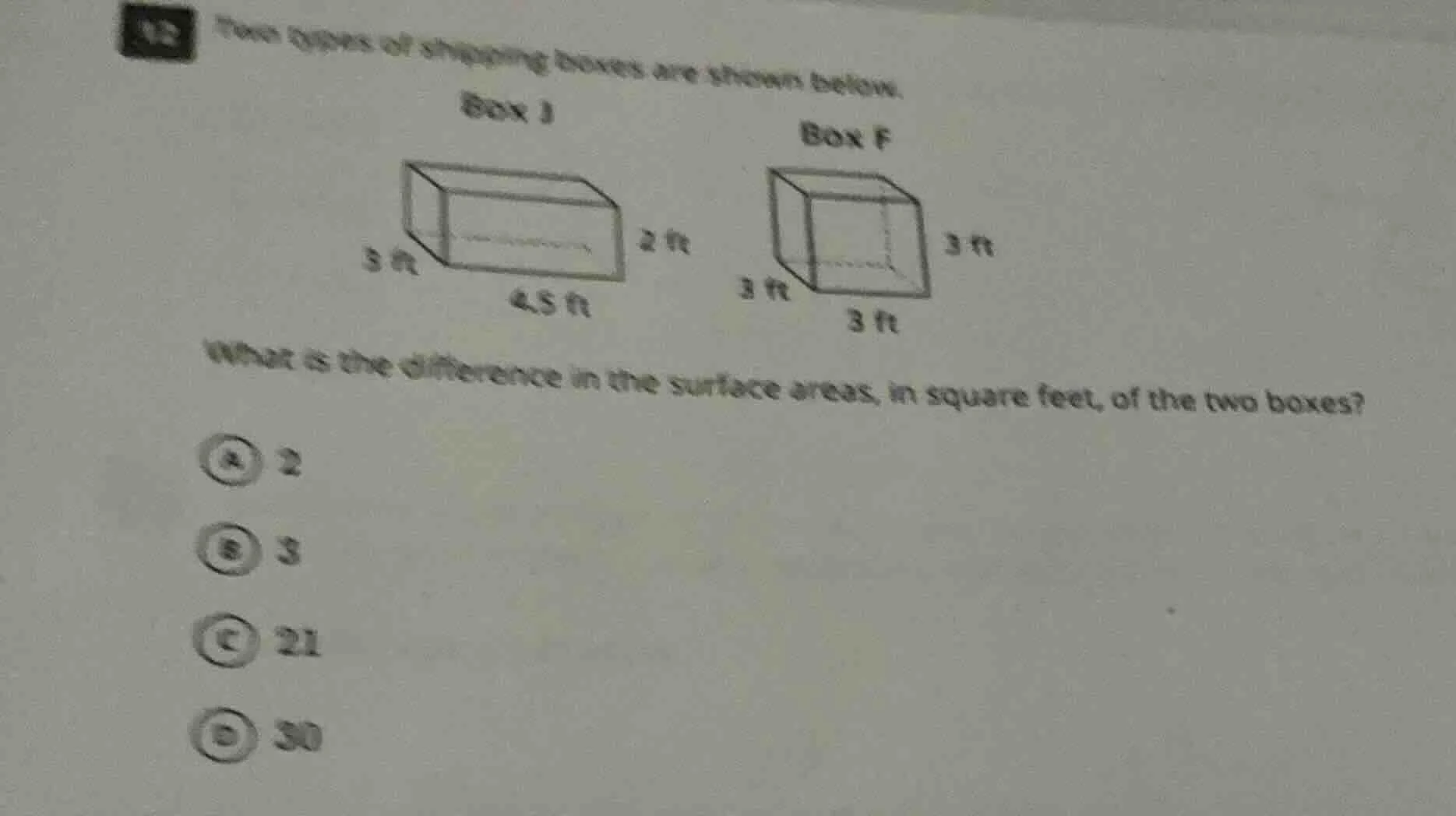 two types of shipping boxes are shown below. box j box f what is the di…