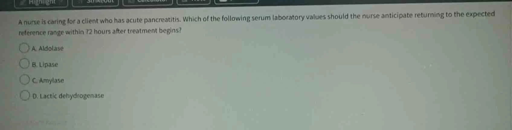 a nurse is caring for a client who has acute pancreatitis. which of the…