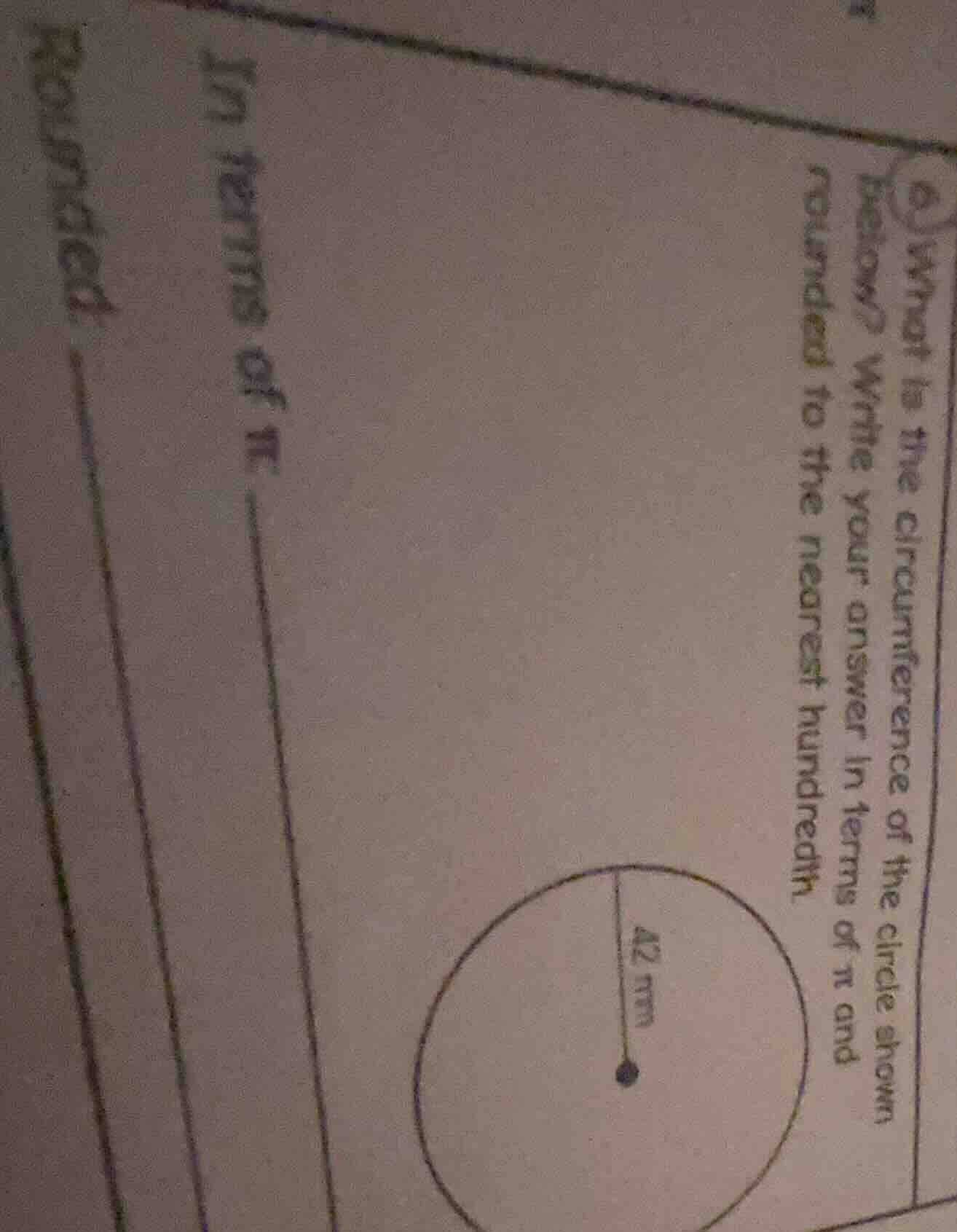 9 what is the circumference of the circle shown below? write your answe…