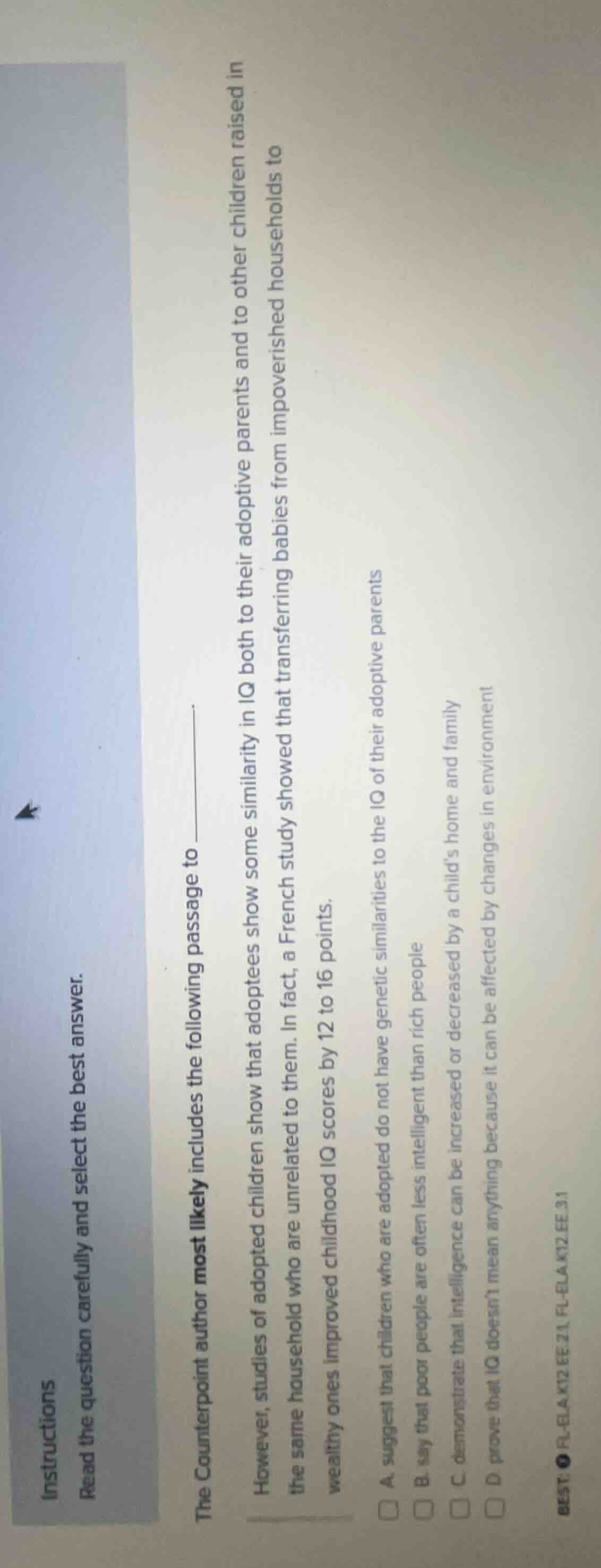 instructions read the question carefully and select the best answer. th…