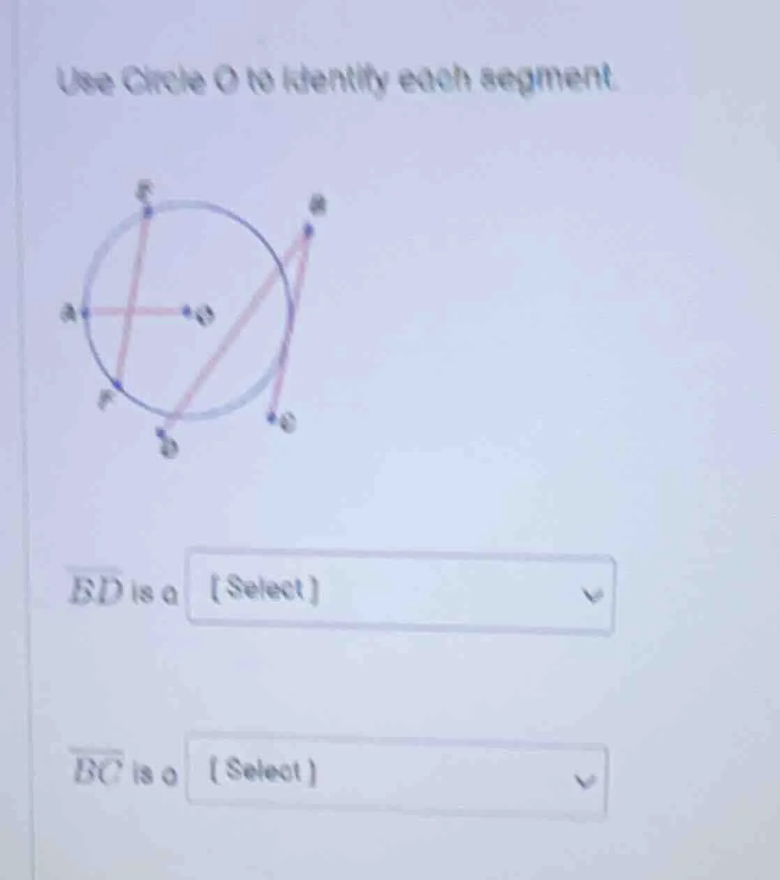 use circle o to identify each segment. \\overline{bd} is a select \\ove…