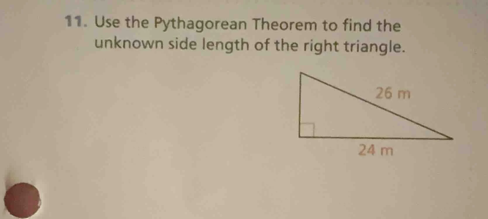 11. use the pythagorean theorem to find the unknown side length of the …