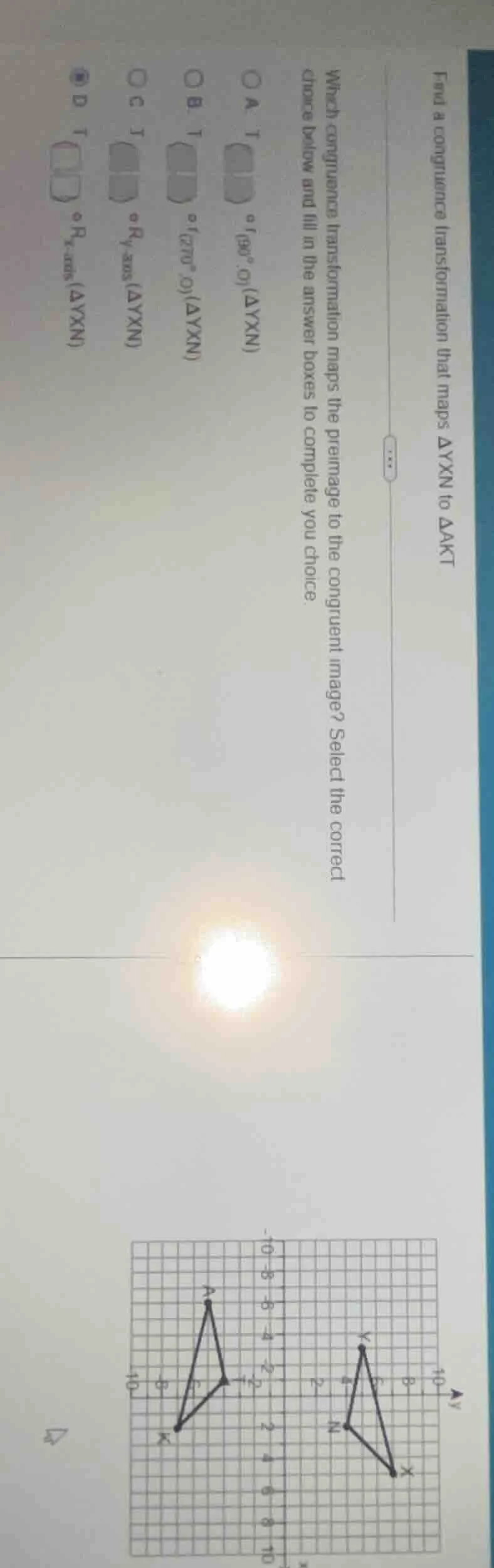 find a congruence transformation that maps δyxn to δakt which congruenc…