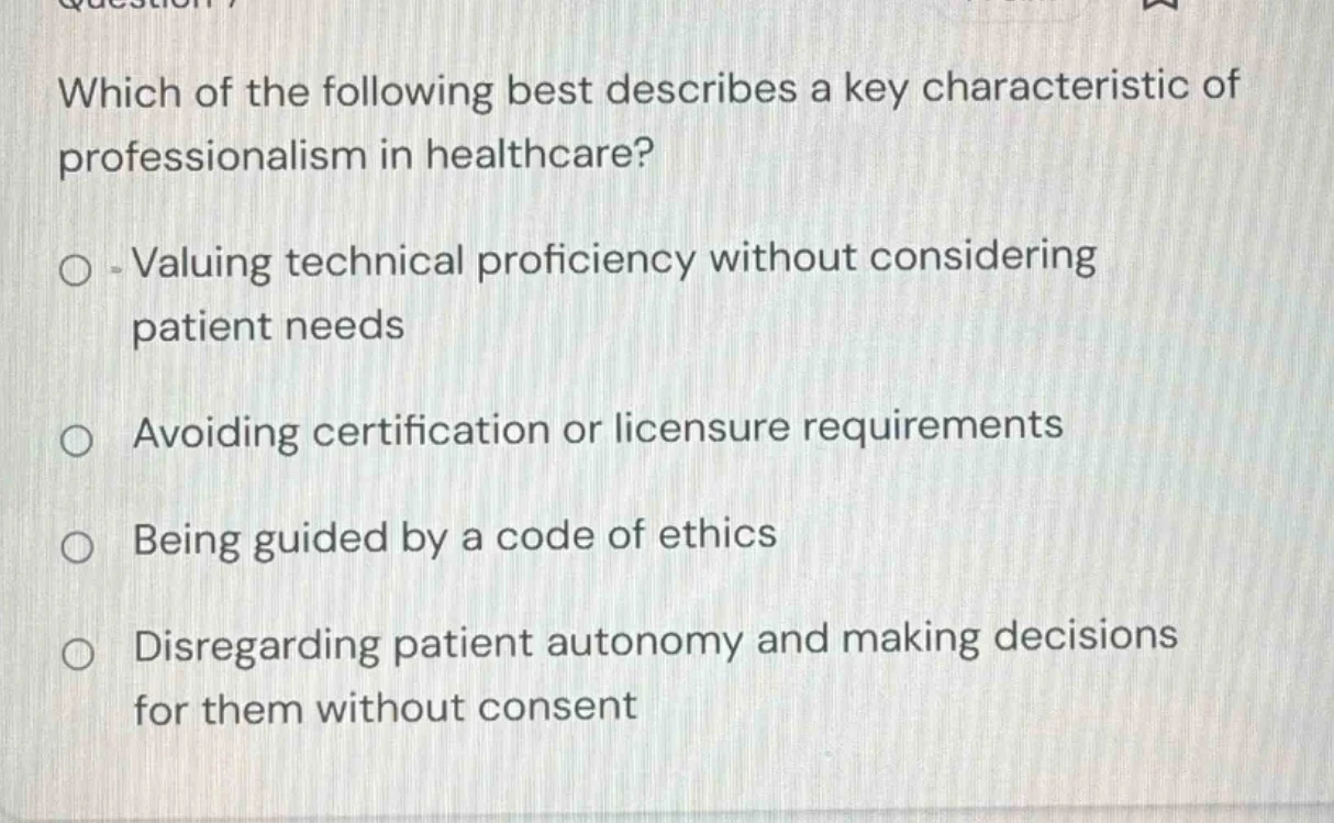 which of the following best describes a key characteristic of professio…