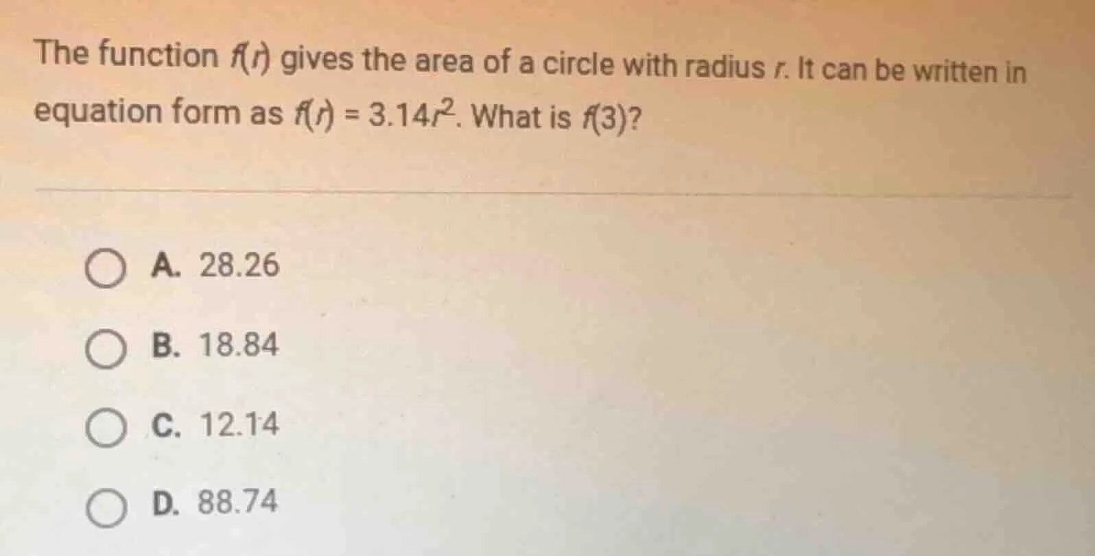 the function f(r) gives the area of a circle with radius r. it can be w…