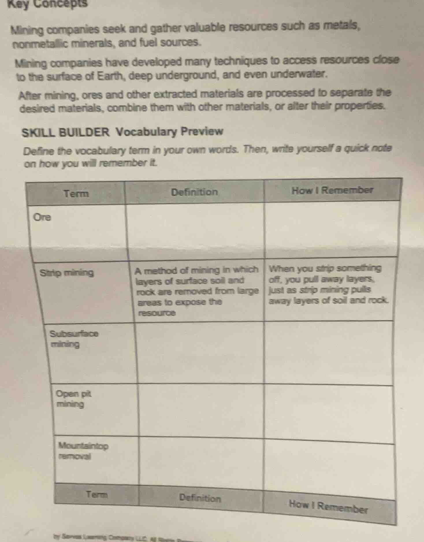 key concepts mining companies seek and gather valuable resources such a…