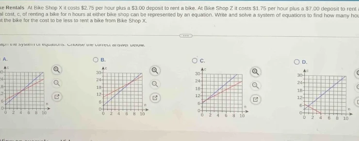 rentals at bike shop x it costs $2.75 per hour plus a $3.00 deposit to …