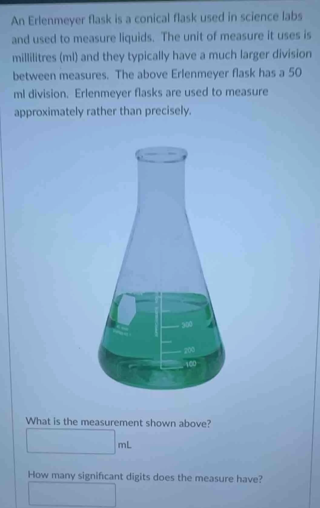 an erlenmeyer flask is a conical flask used in science labs and used to…