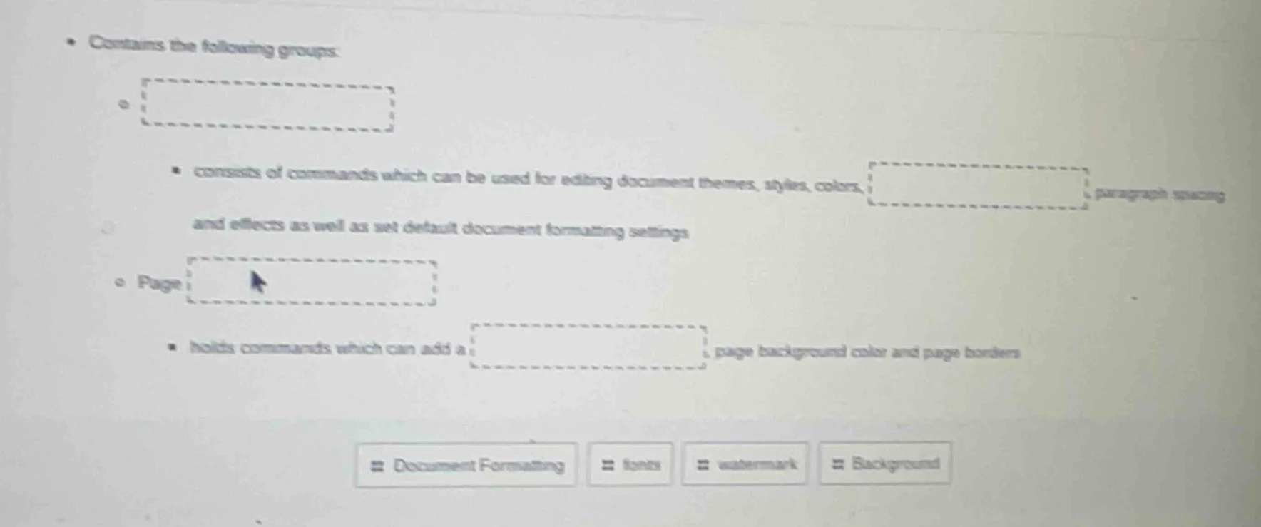 • contains the following groups: - dashed box with a circle • consists …