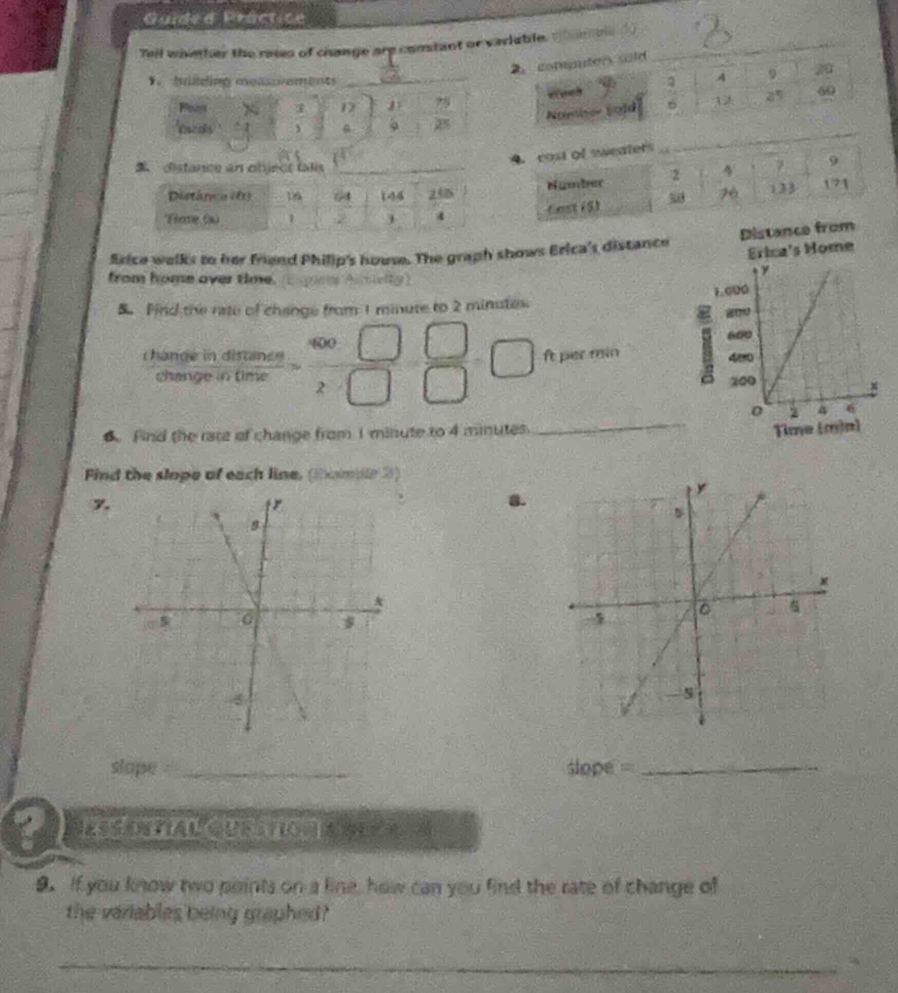 guided practice tell whether the rate of change are constant or variabl…