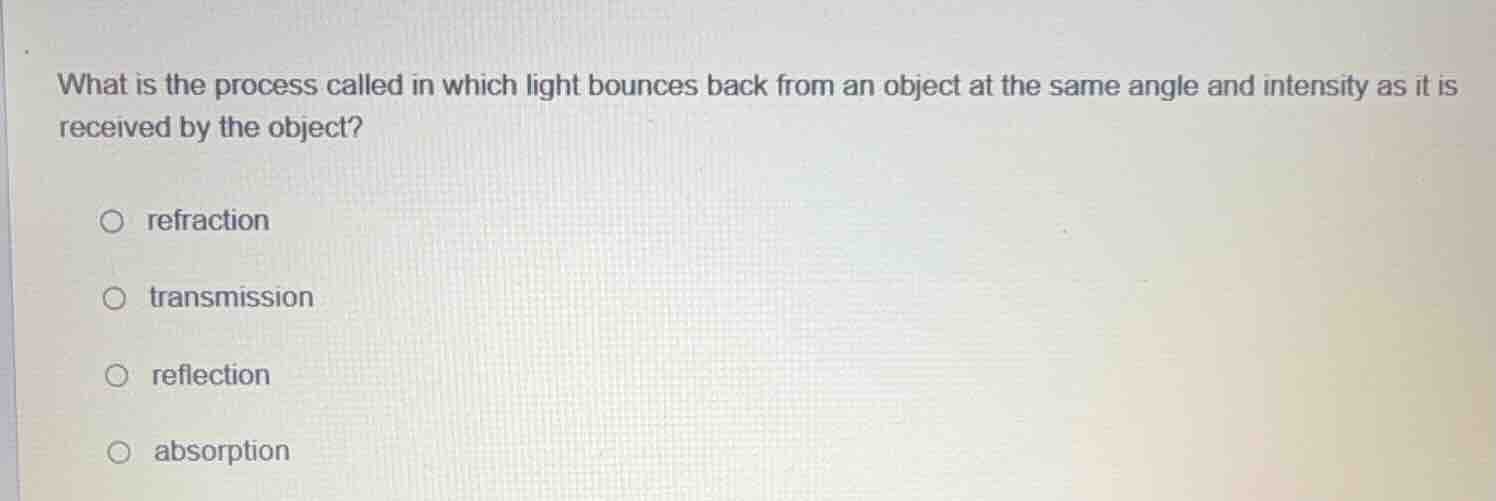 what is the process called in which light bounces back from an object a…
