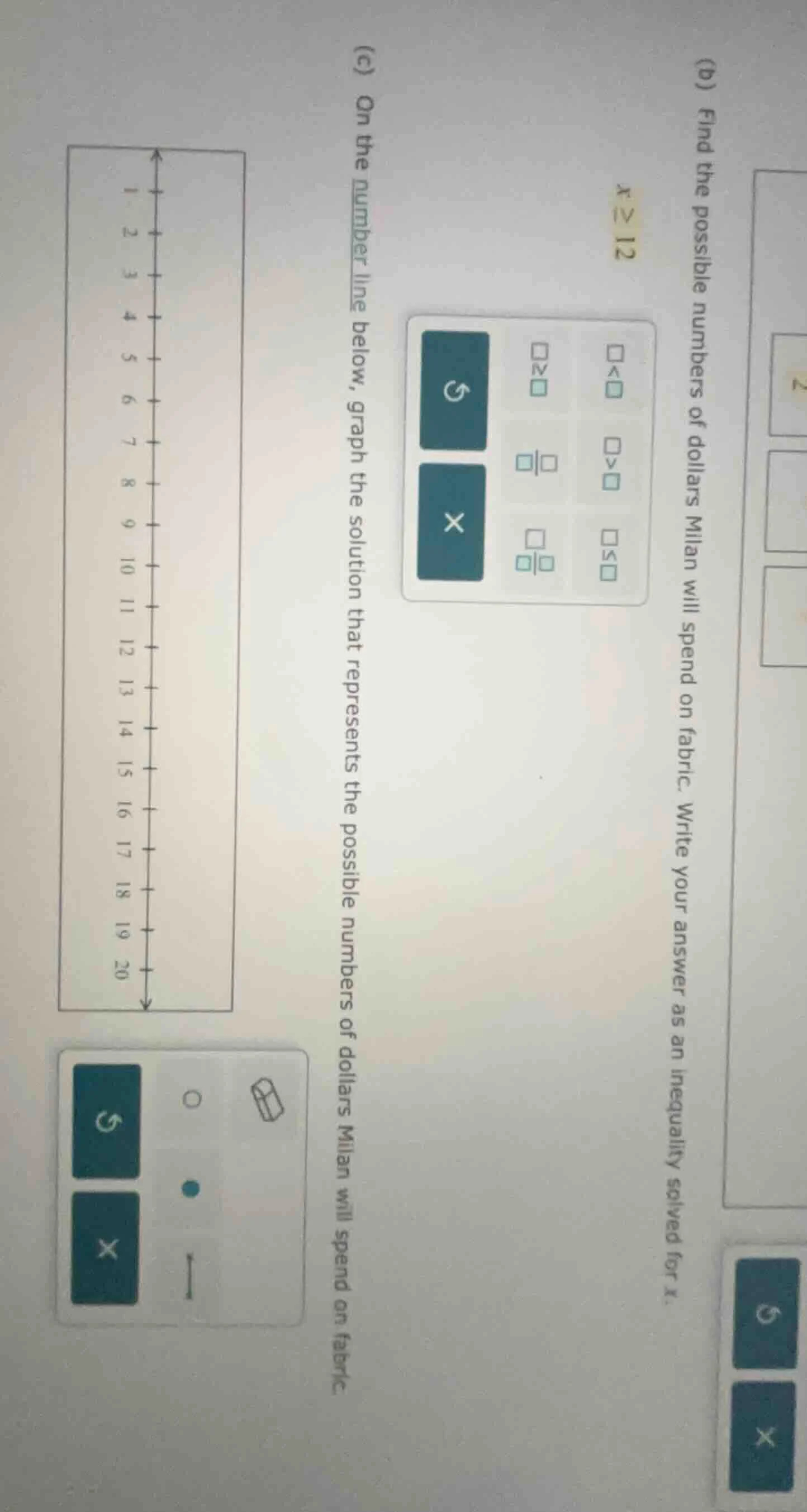 (c) on the number line below, graph the solution that represents the po…